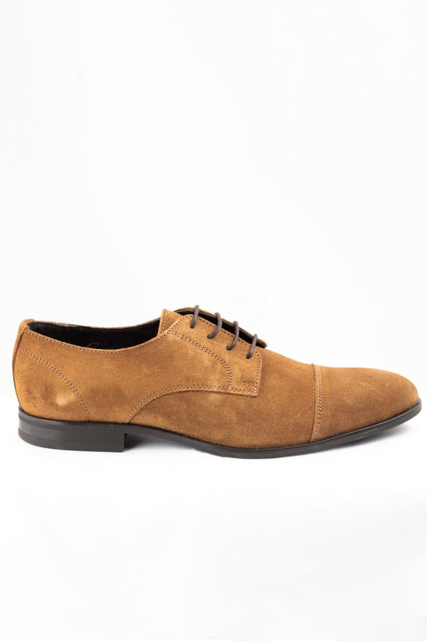 Zapato Clasico Ante Cordones Camel