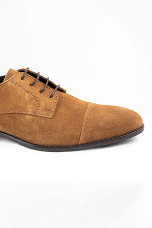 Zapato Clasico Ante Cordones Camel