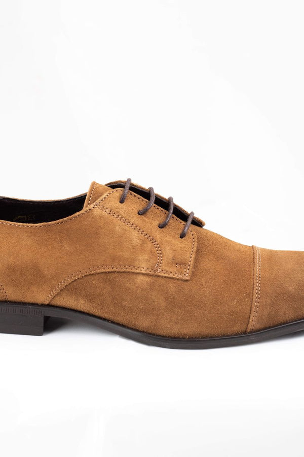 Zapato Clasico Ante Cordones Camel