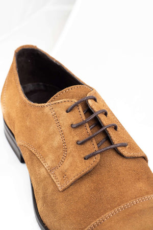 Zapato Clasico Ante Cordones Camel