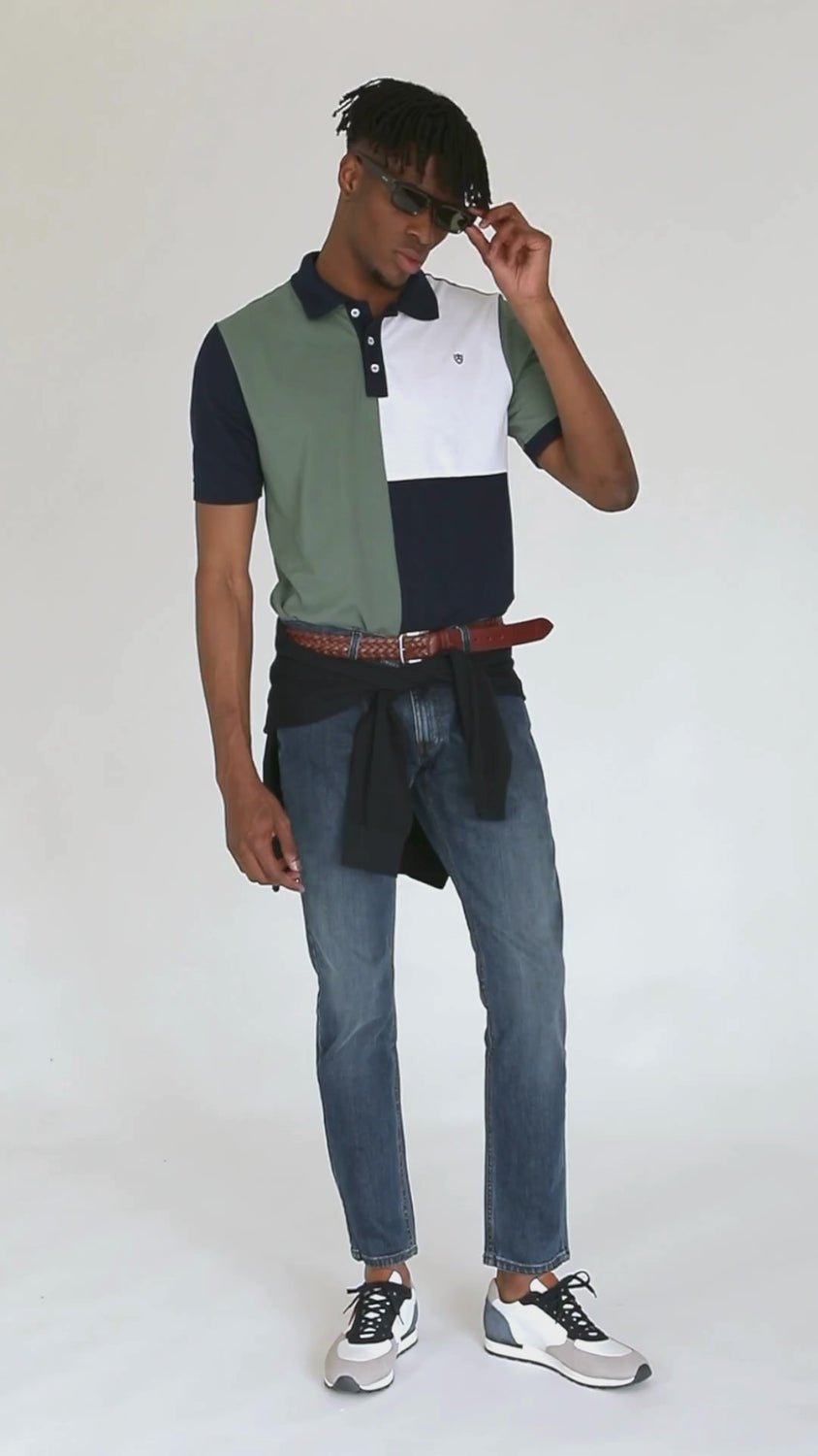 Camisa polo xadrez caqui